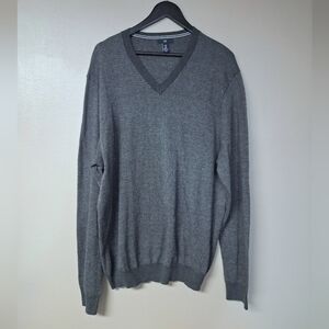 Gap Mens V-Neck Soft Knit Pull Over Sweater Gray Size XL